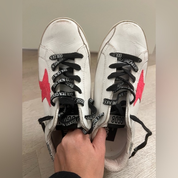 Golden Goose Superstar Leather sneaker with glitter and leopard print heel - Picture 2 of 11